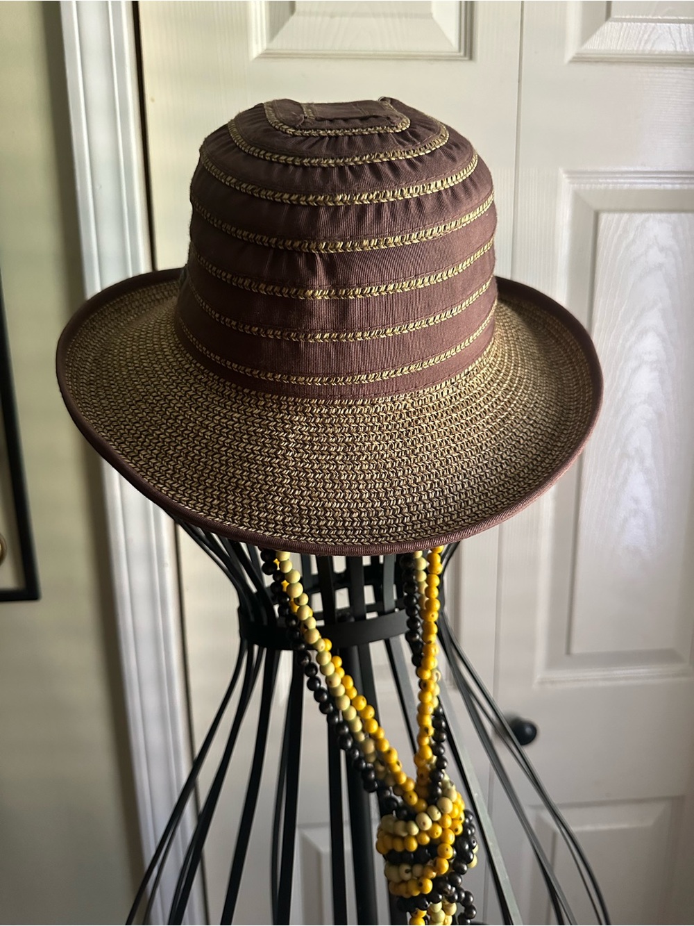 Sun 'N' Sand Metallic Gold Embroidered Ribbon Packable Bucket Sun Hat - Picture 2 of 5